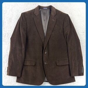 Stafford Corduroy Blazer Men's 44 R Brown Classic Elbow Patches Lined Double‎ V